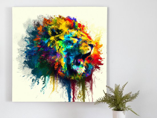 Lion head prismatic burst | Lion Head Prismatic Burst | Kunst - 60x60 centimeter op Canvas | Foto op Canvas