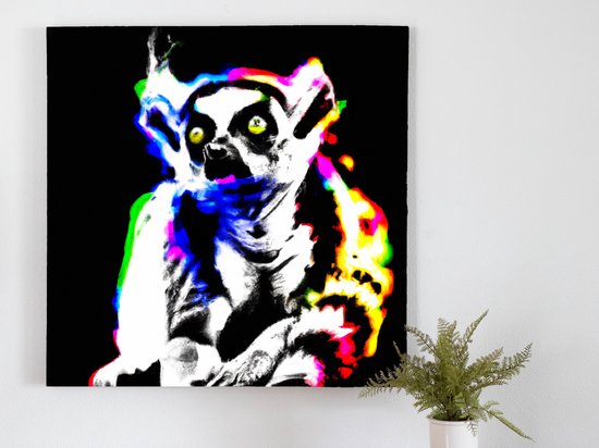 Lsd lemur | LSD Lemur | Kunst - 60x60 centimeter op Canvas | Foto op Canvas