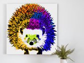 Vibrant Prismatic Hedgehog kunst - 30x30 centimeter op Canvas | Foto op Canvas - wanddecoratie