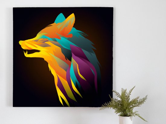 Wrrraaaa Wolf kunst - 40x40 centimeter op Canvas | Foto op Canvas - wanddecoratie