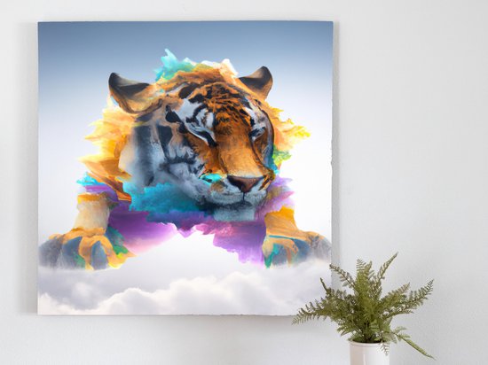 Dreamy tiger | Dreamy Tiger | Kunst - 60x60 centimeter op Canvas | Foto op Canvas
