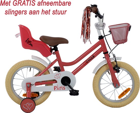 2Cycle Paris - Kinderfiets - 14 inch - Roze-Wit - met Poppenzitje 2 Cycle Zeemeermin - Kinderfiets - 14 inch - Meisjesfiets - 14 inch fiets van 2Cycle — afbeelding 4
