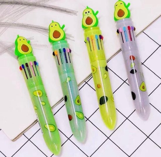 Akyol - Avocado pen -avocado pen - scoolpen - pen avocado- verschillende kleuren - Avocado- kleurenpen - pen - kinderpen -balpen -balpen met met kleurtjes- gift -cadeau-magische pen