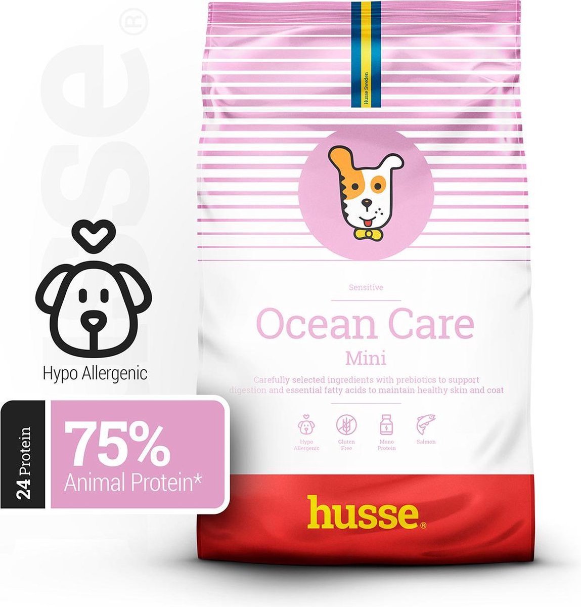 Husse Husse Zalm en Rijst Mini - Hypoallergeen Hondenvoer, Hondenvoeding Droog, Hondenbrokken Hypoallergenic - 2 x 7 kg