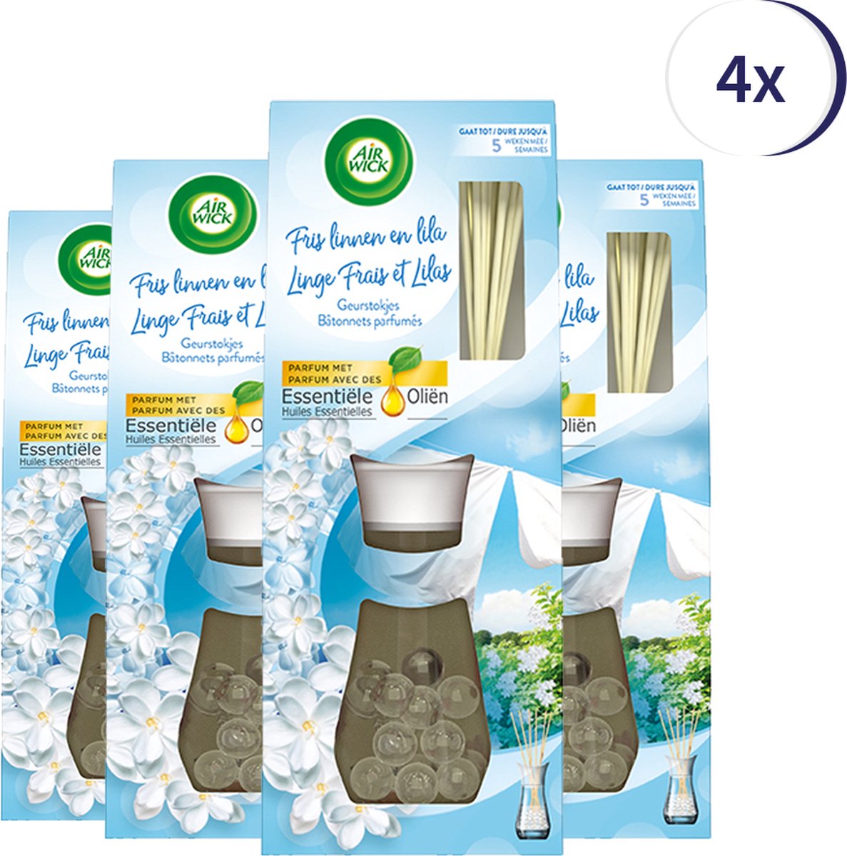 Air Wick Reeds Essential Oils Soft Cotton 33ML x4