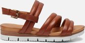 AQA Shoes A8366 - Platte sandalenDames Sandalen - Kleur: Cognac - Maat: 42
