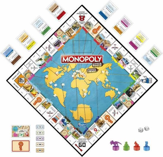 Afbeelding van het spel Monopoly Travels over de hele wereld, Society Game, 8 jaar oud - versie met 100% winnend gouden ticket