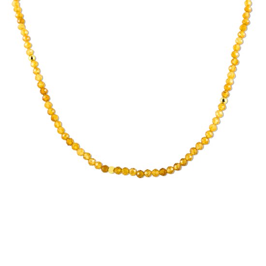 Silventi 9SIL-21728 Collier Argent - Femme - Perles - Grenat Oranje - Diamètre 3,7 mm - 38 + 7 cm - Argent - Plaqué Or (Plaqué Or / Or sur Argent )