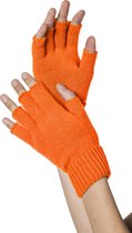 Handschoenen vingerloos gebreid uni neon-oranje