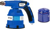 Gasbrander/soldeerbrander - verstelbaar - blauw - incl. gas navulling 190 gram