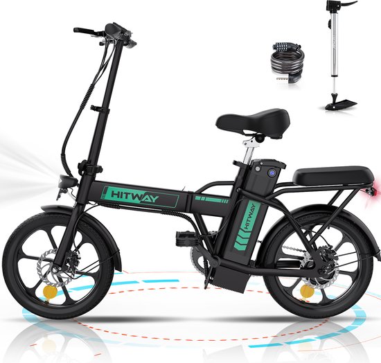 1. Hitway Elektrische Fiets Opvouwbare E-bike zwart