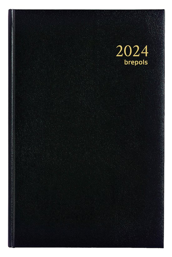 Brepols Bureau-agenda 2024 - SATURNUS Luxe - LIMA - Dagoverzicht - Zwart - 13.3 x 20.8 cm