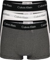 Calvin Klein low rise trunks (3-pack) - lage heren boxers kort - zwart - wit en gestreept -  Maat: M