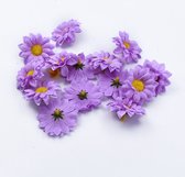 100 Stuks Mini Zonnebloemen – Kunstbloemen – Lila – 5 cm – Decoratie Bloemetjes