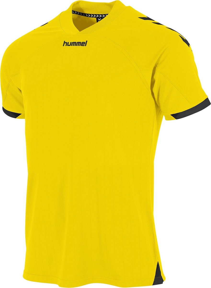 Hummel Fyn Shirt Korte Mouw Heren - Geel / Zwart | Maat: 2XL