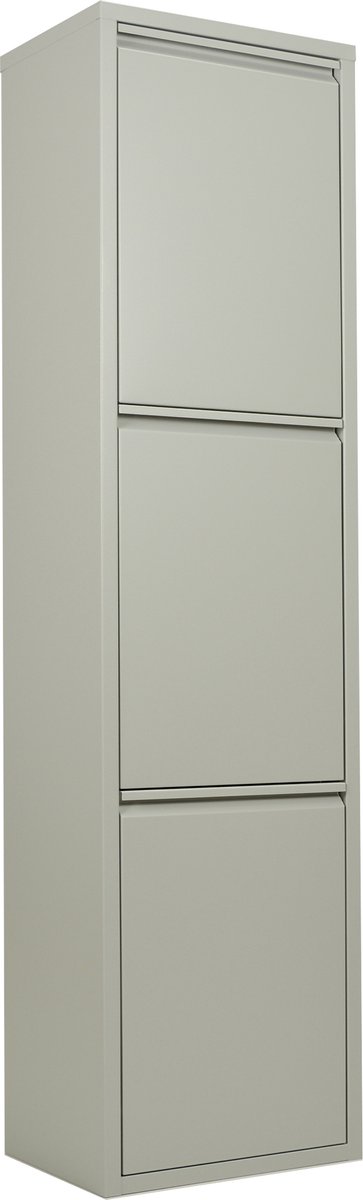 Prullenbak Afvalscheiding 45 Liter (3x15L) - 3 Vakken met Gedempte Klep - Grijs | Veehaus® Monstera