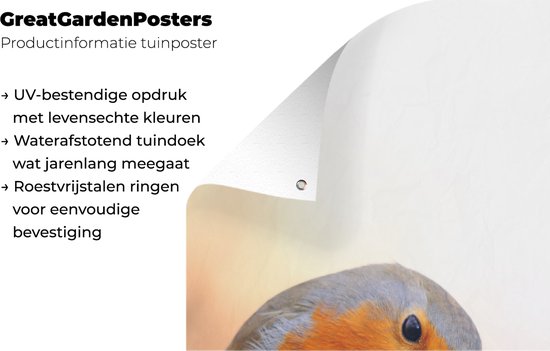 Affiche de jardin Robin - Branche - Arbre - 40x80 cm - Décoration murale Extérieur - Affiche de jardin - Toile de jardin - Affiche de clôture - Peinture de jardin