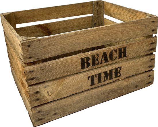 Gebruikte Fruitkistjes "Beach Time" Set van drie fruitkisten - DecoLis