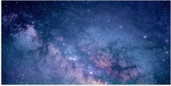 Poster (Mat) - Donker- en Lichtblauwe Galaxy Lucht - 100x50 cm Foto op Posterpapier met een Matte look