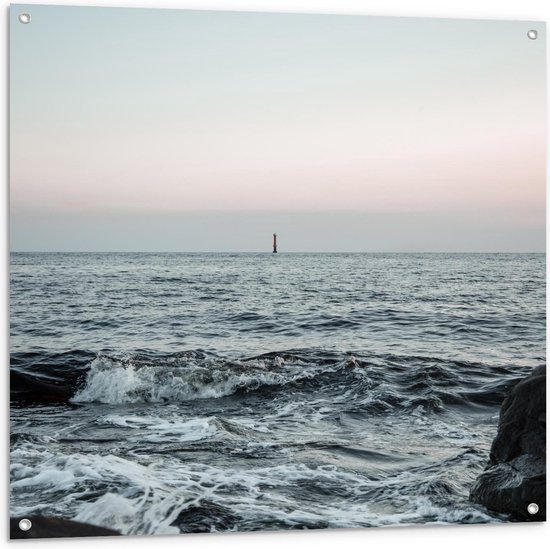 Tuinposter – Uitkijktoren in de Zee - 100x100cm Foto op Tuinposter  (wanddecoratie voor buiten en binnen)