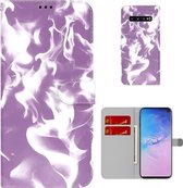 Voor Samsung Galaxy S10 Plus Cloud Fog Pattern Horizontal Flip Leather Case met Houder & Card Slot & Wallet (Paars)