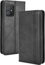 Voor ASUS Zenfone 8/ZS590KS Magnetische Gesp Retro Crazy Horse Textuur Horizontale Flip Lederen Case met Houder & Kaartsleuven & Fotolijst (Zwart)