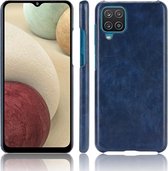 Voor Samsung Galaxy A22 4G Schokbestendige Litchi Textuur PC + PU Case (Blauw)