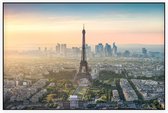 De Eiffeltoren voor La Defense skyline van Parijs - Foto op Akoestisch paneel - 120 x 80 cm