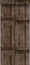 ESTAhome behangpapier paneeldeuren donkerbruin - 138211 - 53 cm x 10,05 m