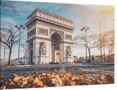 Parijse triomfboog op Place Charles de Gaulle in herfst - Foto op Canvas - 90 x 60 cm