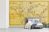 Papier peint photo en vinyle - Carte du monde avec une teinte jaune largeur 450 cm x hauteur 300 cm - Tirage photo sur papier peint (disponible en 7 tailles)