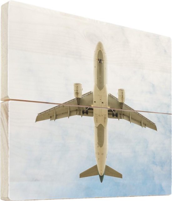 koelkast Tegen de wil rust Onderaanzicht van een vliegtuig Vurenhout met planken 20x20 cm - klein -  Foto print op... | bol.com
