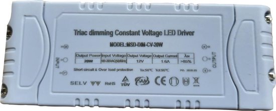 LED Dimbare driver-voeding 12volt-20w