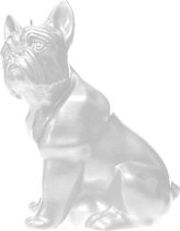 Hoogglans wit gelakte figuurkaars, design: Bulldog Klassiek Hoogte 15 cm (24 uur)