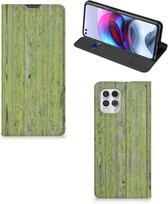 Étui de téléphone Motorola Moto G100 Wallet Case Vert Wood