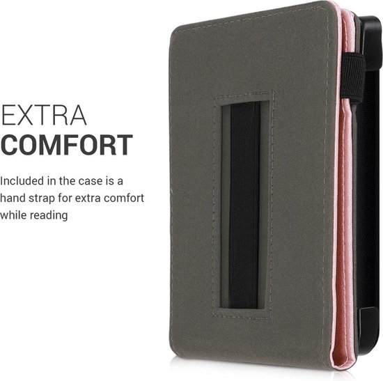 kwmobile e-reader hoesje geschikt voor Pocketbook Touch Lux 4/5/Touch HD 3/Color (2020)/ Vivlio Lux 5 hoes - E reader flip case van kunstleer - Ereader cover met handgrip en stand - In roségoud van Merkloos — afbeelding 5