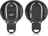 kwmobile autosleutelhoes voor Mini 3-knops Smart Key autosleutel - hardcover beschermhoes - Carbon design - zwart