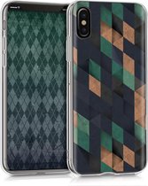 kwmobile telefoonhoesje voor Apple iPhone X - Hoesje voor smartphone in donkerblauw / petrol / beige - Mozaïek design
