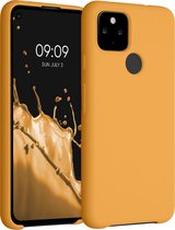 kwmobile telefoonhoesje voor Google Pixel 4a 5G - Hoesje met siliconen coating - Smartphone case in goud-oranje