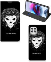 Telefoonhoesje met Tekst Motorola Moto G100 Bookstyle Case Skull Hair