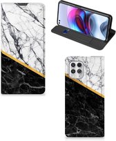 GSM Hoesje Motorola Moto G100 Mobiel Case Marble White Black