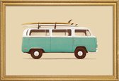 JUNIQE - Poster met houten lijst Blue Van -40x60 /Blauw & Ivoor