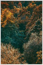 JUNIQE - Poster met kunststof lijst The Fall -20x30 /Groen & Oranje