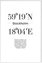 JUNIQE - Poster met kunststof lijst Stockholm -13x18 /Wit & Zwart
