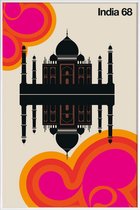 JUNIQE - Poster in kunststof lijst Vintage India 68 -40x60 /Kleurrijk