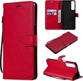 Voor LG Stylo 7 5G/4G Effen Kleur Horizontale Flip Beschermende Lederen Case met Houder & Kaartsleuven & Portemonnee & Fotolijst & Lanyard (Rood)