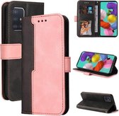 Voor Samsung Galaxy A51 4G/M40s 4G Zakelijke Stiksels-Kleur Horizontale Flip PU Lederen Case met Houder & Kaartsleuven & Fotolijst (Roze)