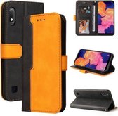 Voor Samsung Galaxy A10/M10 Zakelijke Stiksels-Kleur Horizontale Flip PU Lederen Case met Houder & Kaartsleuven & Fotolijst (Oranje)