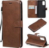 Voor Xiaomi Redmi Note 10 5G / Poco M3 Pro Effen Kleur Horizontale Flip Beschermende Lederen Case met Houder & Kaartsleuven & Portemonnee & Fotolijst & Lanyard (Bruin)