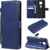 Voor Motorola Moto G Power 2021 Effen Kleur Horizontale Flip Beschermende Lederen Case met Houder & Kaartsleuven & Portemonnee & Fotolijst & Lanyard (Blauw)